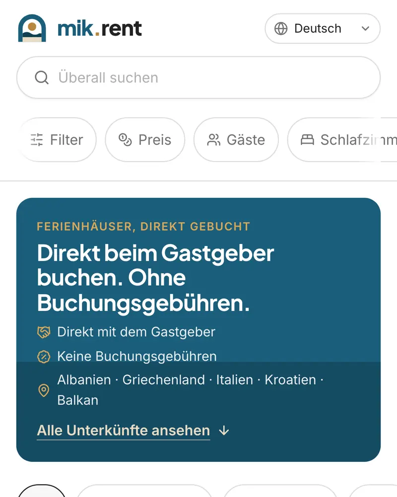 Ein Inserat auf mik.rent, wie ein Gast es sieht