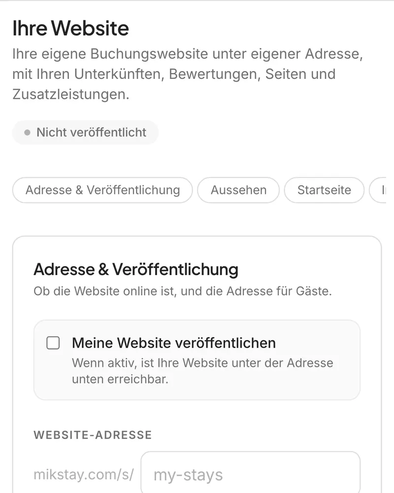 Eine Gastgeber-Buchungswebsite mit eigener Marke