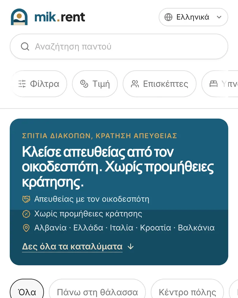 Μια καταχώριση στο mik.rent όπως τη βλέπει ένας επισκέπτης