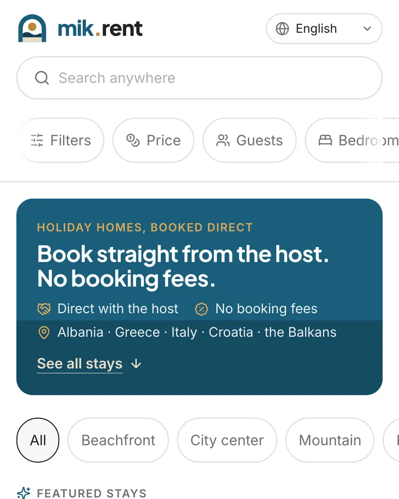 A listing on mik.rent as a guest sees it