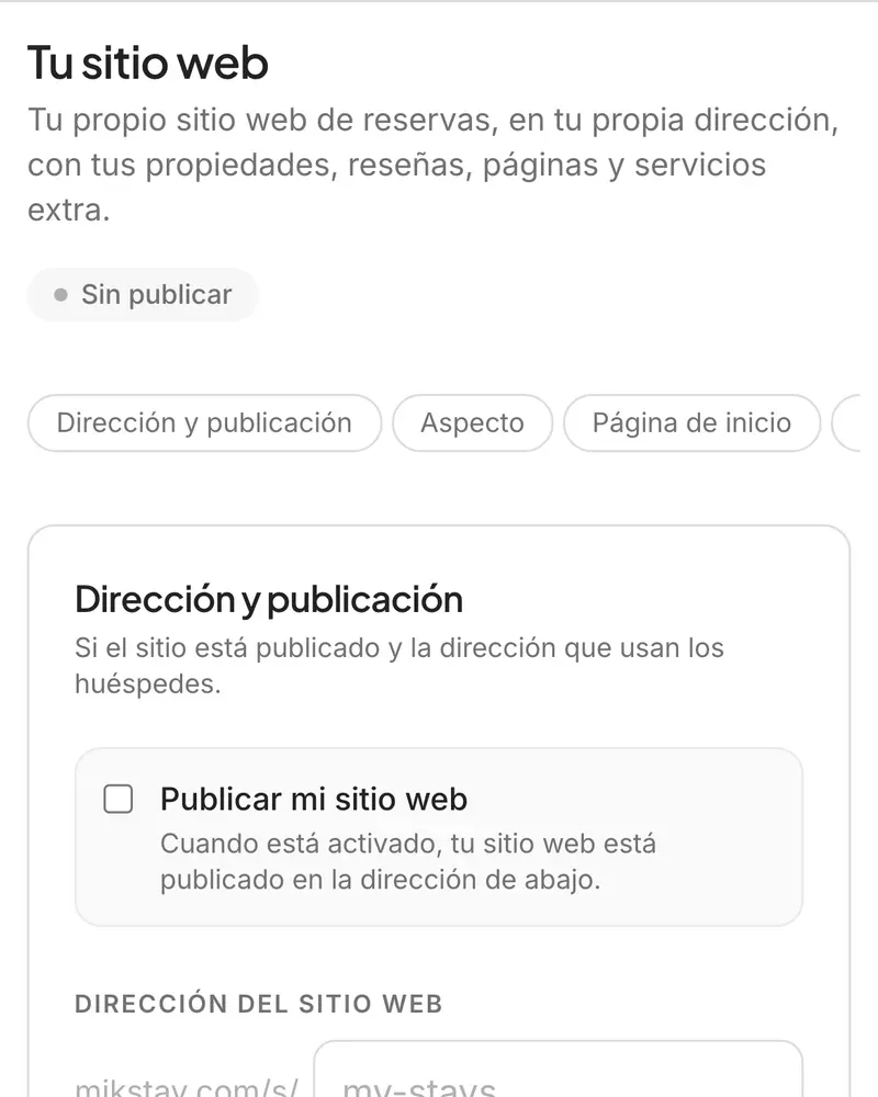 Una web de reservas de anfitrión con su propia marca