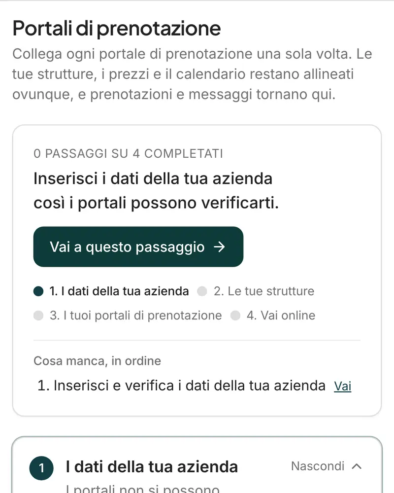 La configurazione dei portali: quattro passaggi, due completati, e ciò che resta in ordine