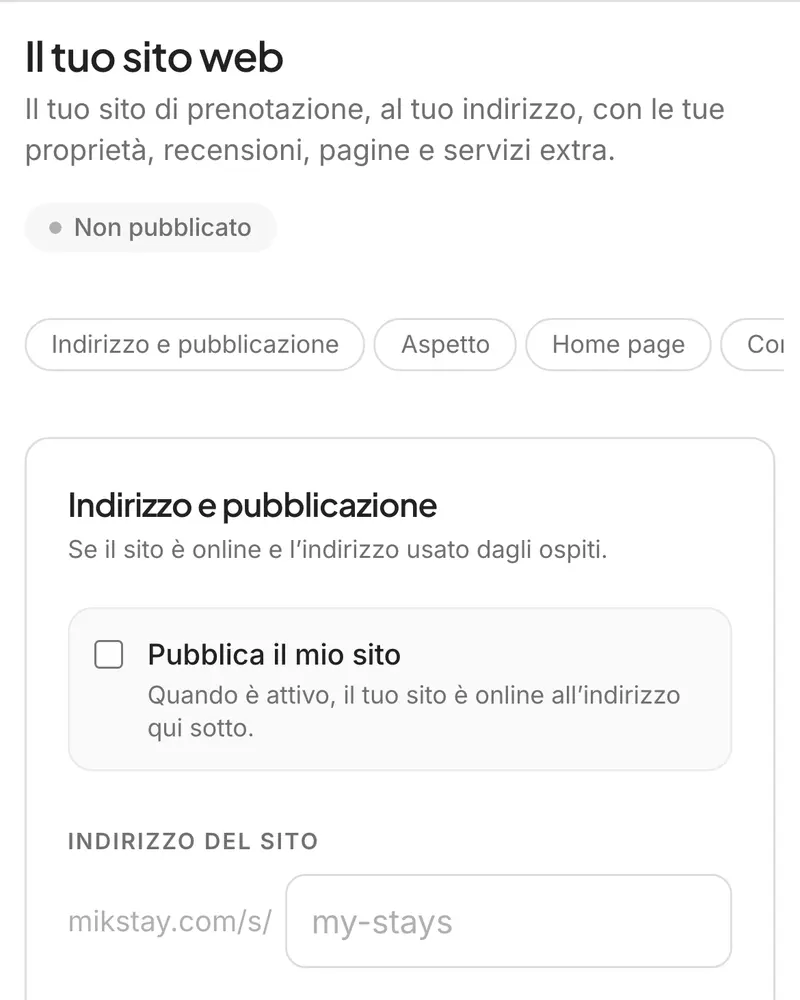 Il sito di prenotazione di un host con il proprio marchio